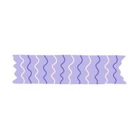 Cute clipart of washi tape stripe with vertical wavy line pattern. Adhesive tape with squiggle colorful ornament. Aesthetic decorative scotch tape with ragged edges for scrapbook, planner, notebook. vector