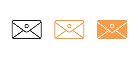 correo electrónico icono conjunto en blanco antecedentes. vector ilustración en contorno y plano estilo
