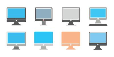 monitor icono conjunto en blanco antecedentes. vector ilustración en de moda plano estilo