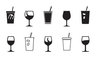 bebidas icono conjunto terminado blanco fondo, silueta estilo concepto. vector ilustración