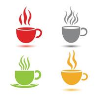 café taza icono conjunto en blanco antecedentes. vector ilustración en de moda plano estilo