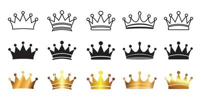 Crown icon set. Flat icon on white background. Vector illustration