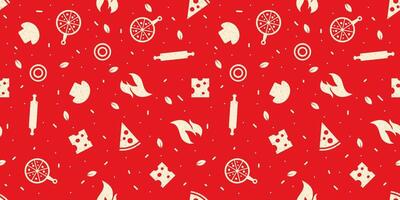 Trendy pizza elements repetitive pattern with grunge style. Vector illustration suitable for prints.