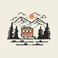 Caravan camping adventure vector illustration design for prints.