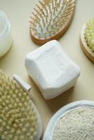 natural soap bar on table photo