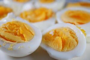 close up of bowel egg in a bowl on table photo