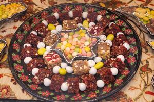 Traditional Turkish Delights displaying for sale at market photo