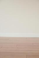 Simple background with empty thick wooden and blank white wall. photo