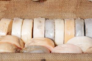 a bowl filled with natural soap bar photo