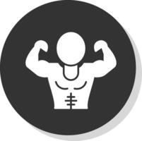 Muscle Man Glyph Grey Circle  Icon vector