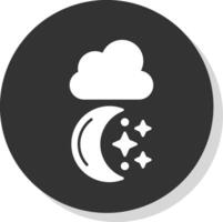 Moon Glyph Grey Circle  Icon vector