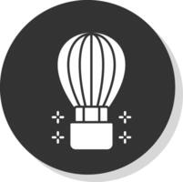 Hot Air Ballon Glyph Grey Circle  Icon vector