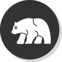 Bear Glyph Grey Circle  Icon vector