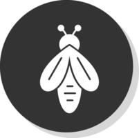 Bee Glyph Grey Circle  Icon vector