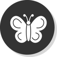 mariposa glifo gris circulo icono vector