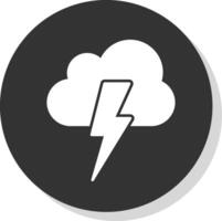 Lightning Glyph Grey Circle  Icon vector