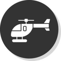 helicóptero glifo gris circulo icono vector