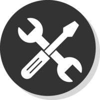 Cross Wrench Glyph Grey Circle  Icon vector