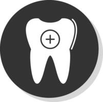 diente glifo gris circulo icono vector