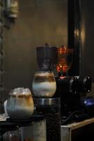 It's time to drink coffee at the restaurant bar with a delicious taste. photo