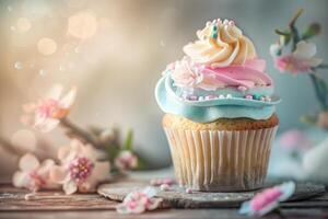 AI generated delicious cup cake photo