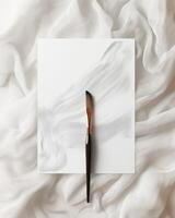 AI generated white empty paper invitation mockup photo