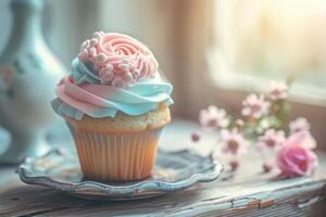 AI generated delicious cup cake photo