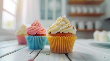 AI generated delicious cup cake photo