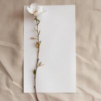 AI generated white empty paper invitation mockup photo