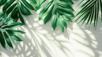 AI generated palm leaves with space on white background photo