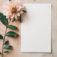 AI generated white empty paper invitation mockup photo