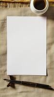 AI generated white empty paper invitation mockup photo