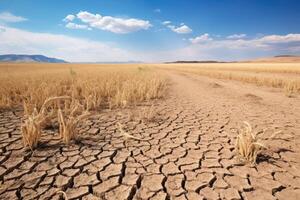 AI generated dry wheat field drought photo