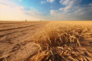 AI generated dry wheat field drought photo