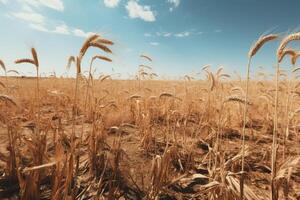 AI generated dry wheat field drought photo
