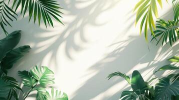 AI generated palm leaves with space on white background photo