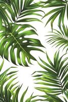 AI generated palm leaves with space on white background photo