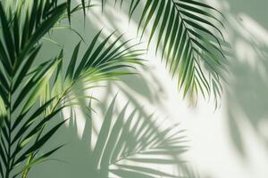 AI generated palm leaves with space on white background photo