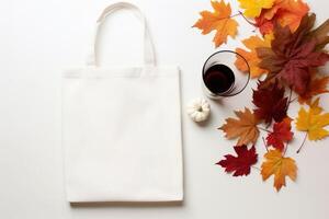 AI generated white tote bag mockup photo