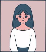 sad girl cartoon illustration vector