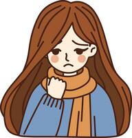 Cute sad girl cartoon vector