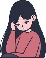 sad girl cartoon illustration vector