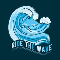 Ride The Wave, World Oceans Day Vector Graphic Illustration