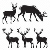 Deer Silhouette vector bundle, Set of Deers silhouettes collection