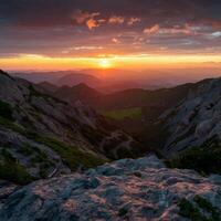 ai generado puestas de sol belleza complementa pintoresco paisaje en asombroso foto para social medios de comunicación enviar Talla