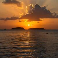 ai generado amanecer ilumina Gili ketapang isla, Indonesia, con dorado calor para social medios de comunicación enviar Talla foto