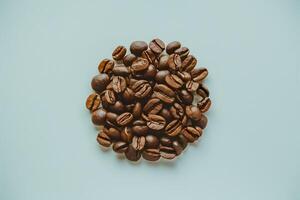 AI generated Digital Coffee beans arranged neatly on a clean white background photo