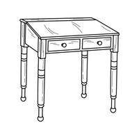 Sketch of a desk with a inclined lid, bureau, stationery table, teacher lectern vector