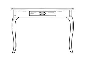 Sketch of writing desk with drawer, isolated vector