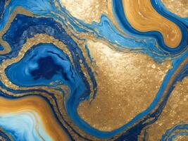 AI generated Marble abstract acrylic background. Marbling artwork texture. Agate ripple pattern. Gold powder. photo